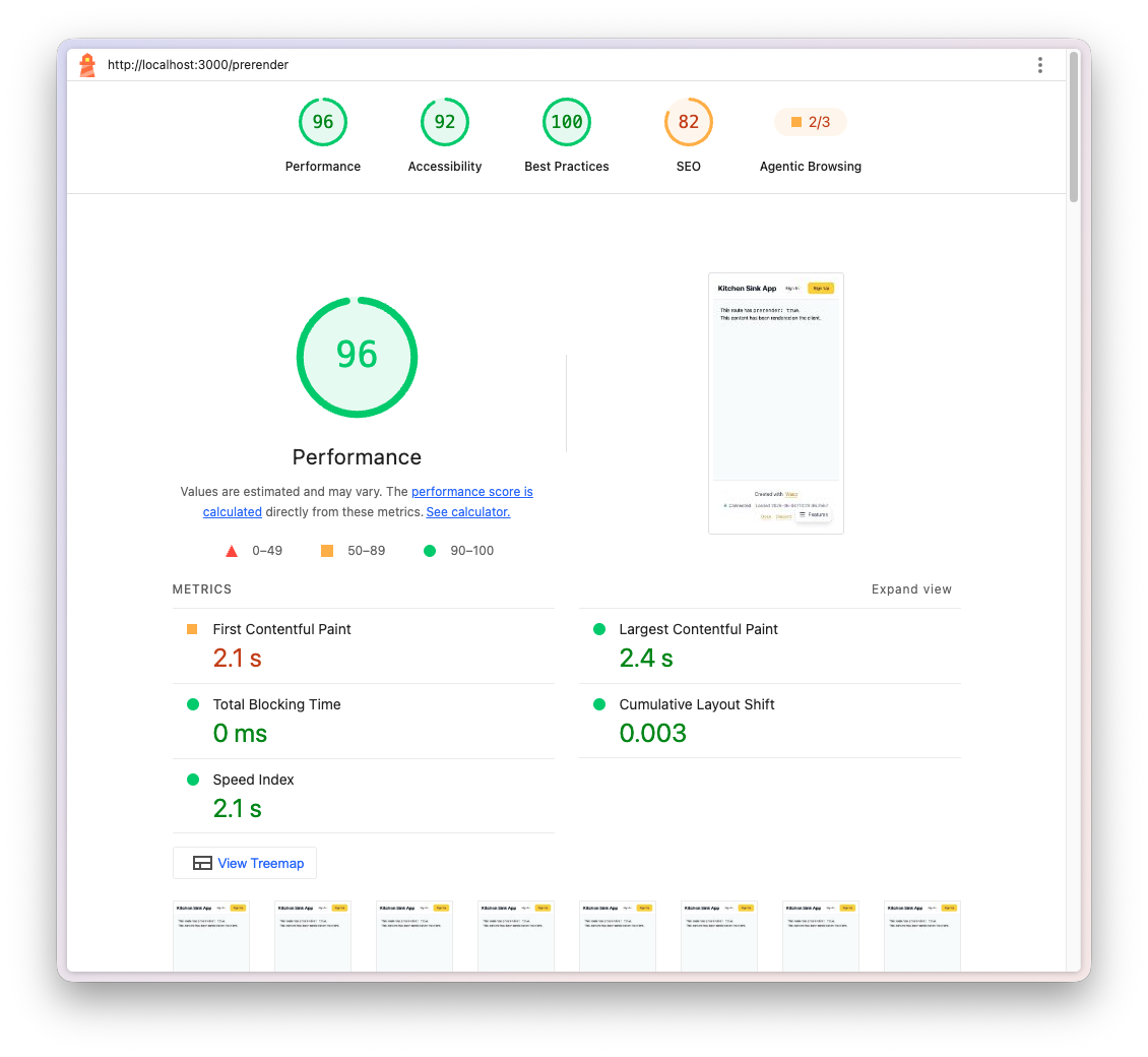 Screenshot of a Lighthouse report overview