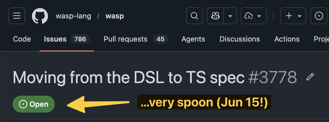 GitHub issue #3778 'Moving from the DSL to TS spec' โ landing very soon (June 15!)
