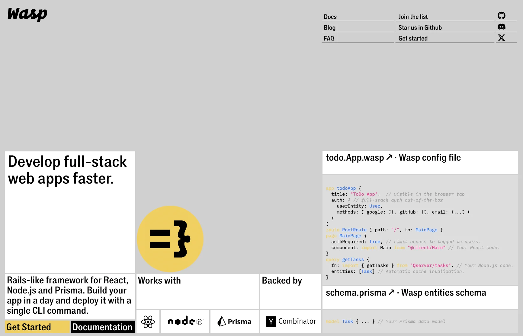 Designer concept 1: monospace hero on Blueprint Paper with mosaic feature cards